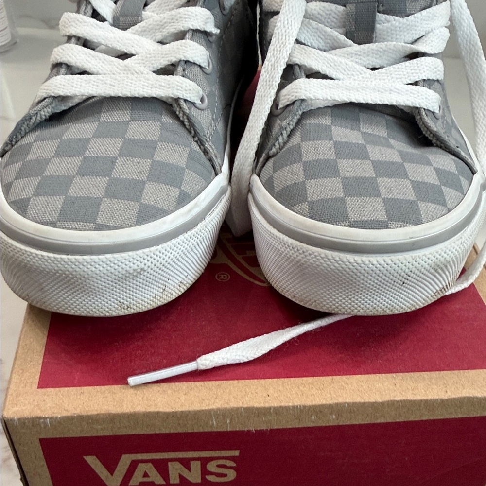 Vans Kids Gray Checkerboard Low Top Sneakers - Picture 5 of 5